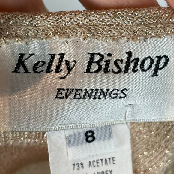 Vintage Kelly Bishop gold metallic short sleeve blouse size 8 - Picture 4 of 5
